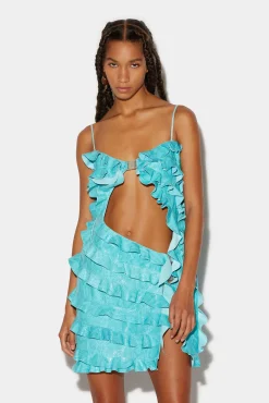 Cut-Out Ruffled Dress