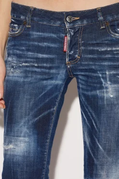 Dark Crinckle Wash Jennifer Cropped Jeans