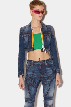 Dark Fade Wash Surfer Cropped Jacket