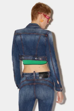 Dark Fade Wash Surfer Cropped Jacket