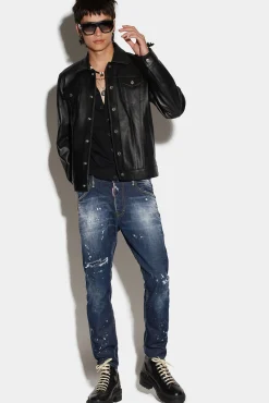 Dark Ripped Wash Skater Jeans