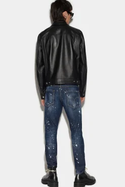 Dark Ripped Wash Skater Jeans