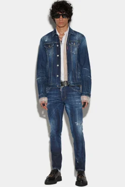 Dark Sparkle Wash Skater Jeans