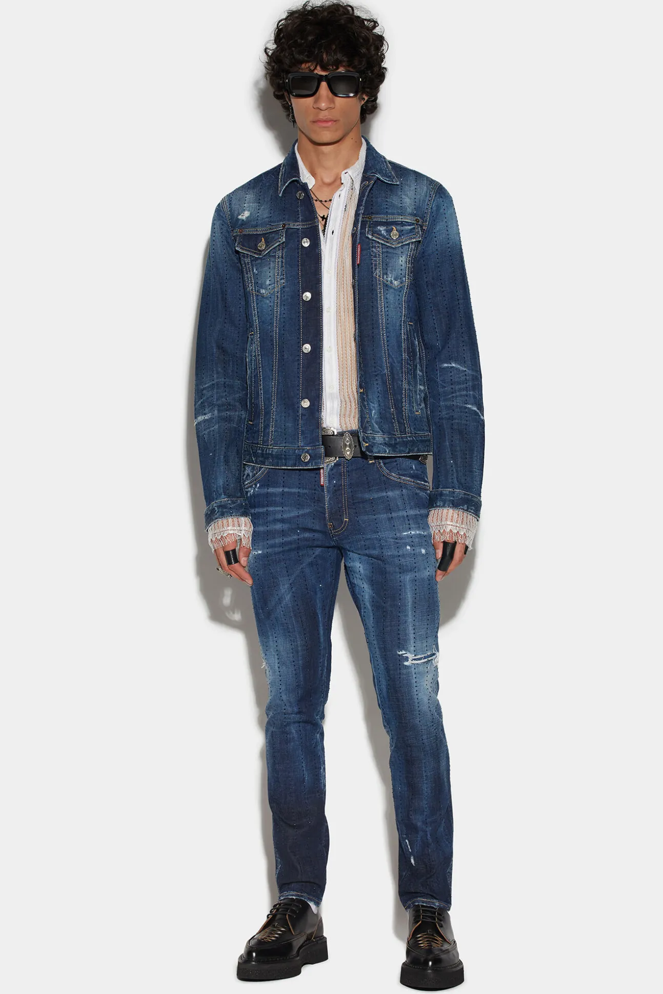 Dark Sparkle Wash Skater Jeans