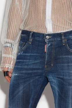 Dark Sparkle Wash Skater Jeans