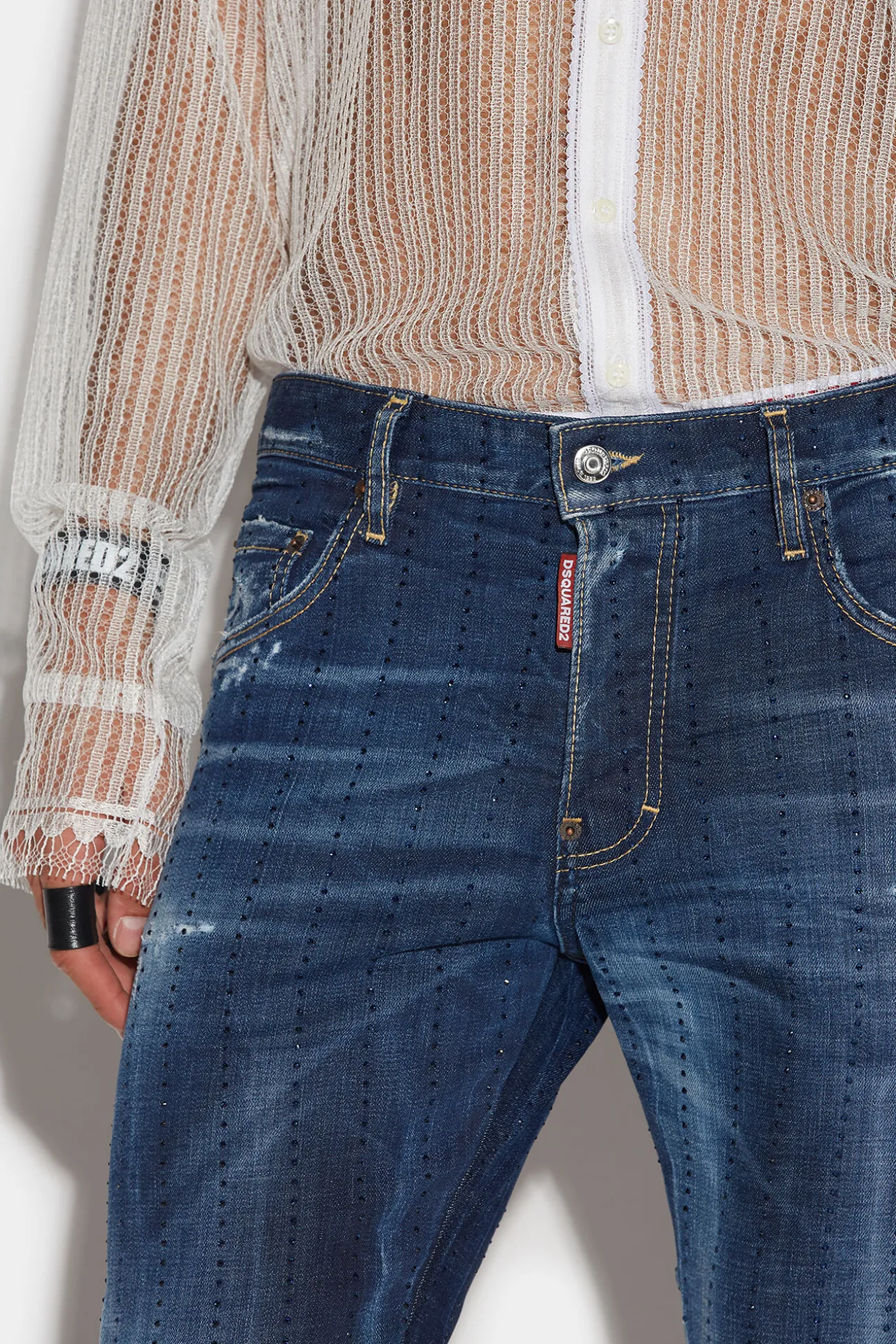 Dark Sparkle Wash Skater Jeans