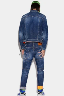 Dark Techno Surf Wash Tidy Biker Jeans