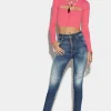 Dark Wash High Waist Cropped Twiggy Jeans