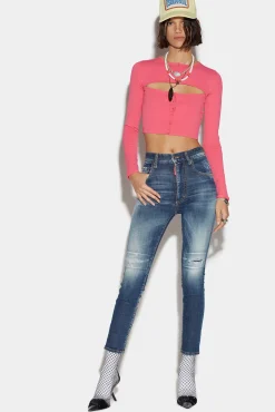Dark Wash High Waist Cropped Twiggy Jeans