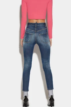 Dark Wash High Waist Cropped Twiggy Jeans