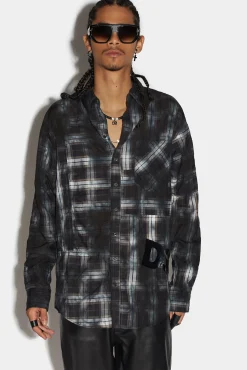 Dirty Check Dropped Shoulder Shirt