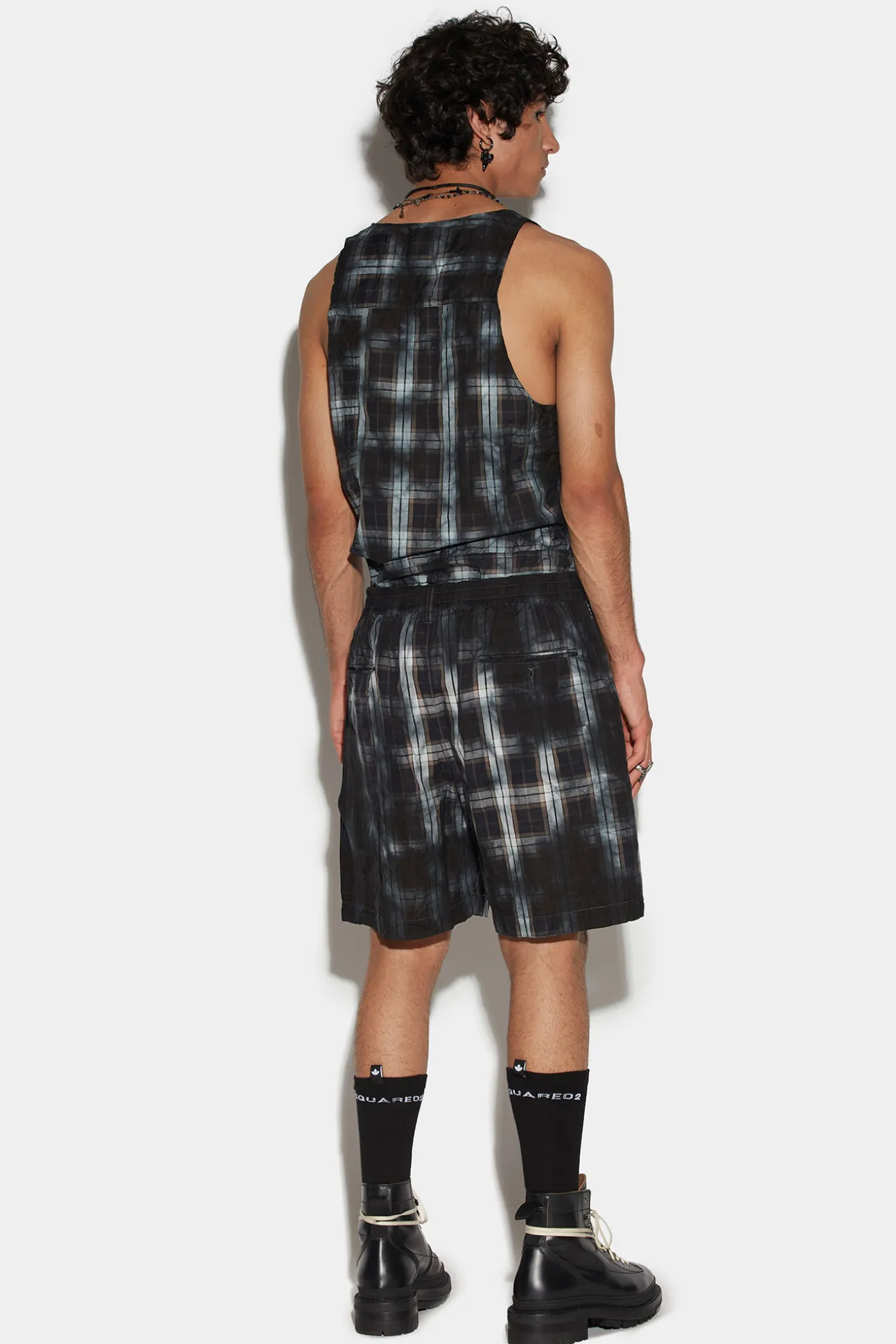 Dirty Check Elastic Boxer Shorts