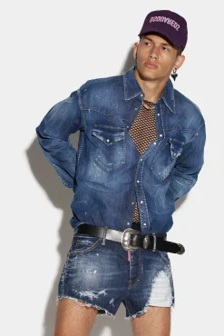 Goth Surfer Dark Ripped Wash Sexy 70'S Shorts