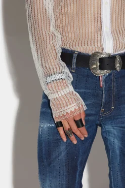 Lace Dropped Shoulder Shirt