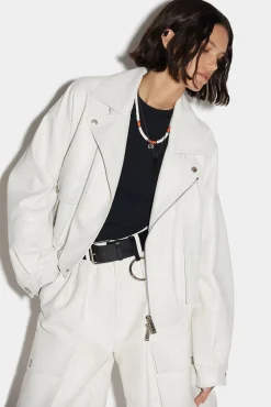 Leather Cropped Biker Jacket