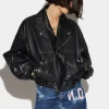 Leather Cropped Biker Jacket