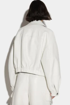 Leather Cropped Biker Jacket