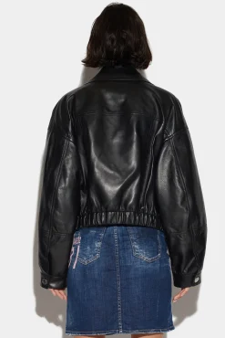 Leather Cropped Biker Jacket