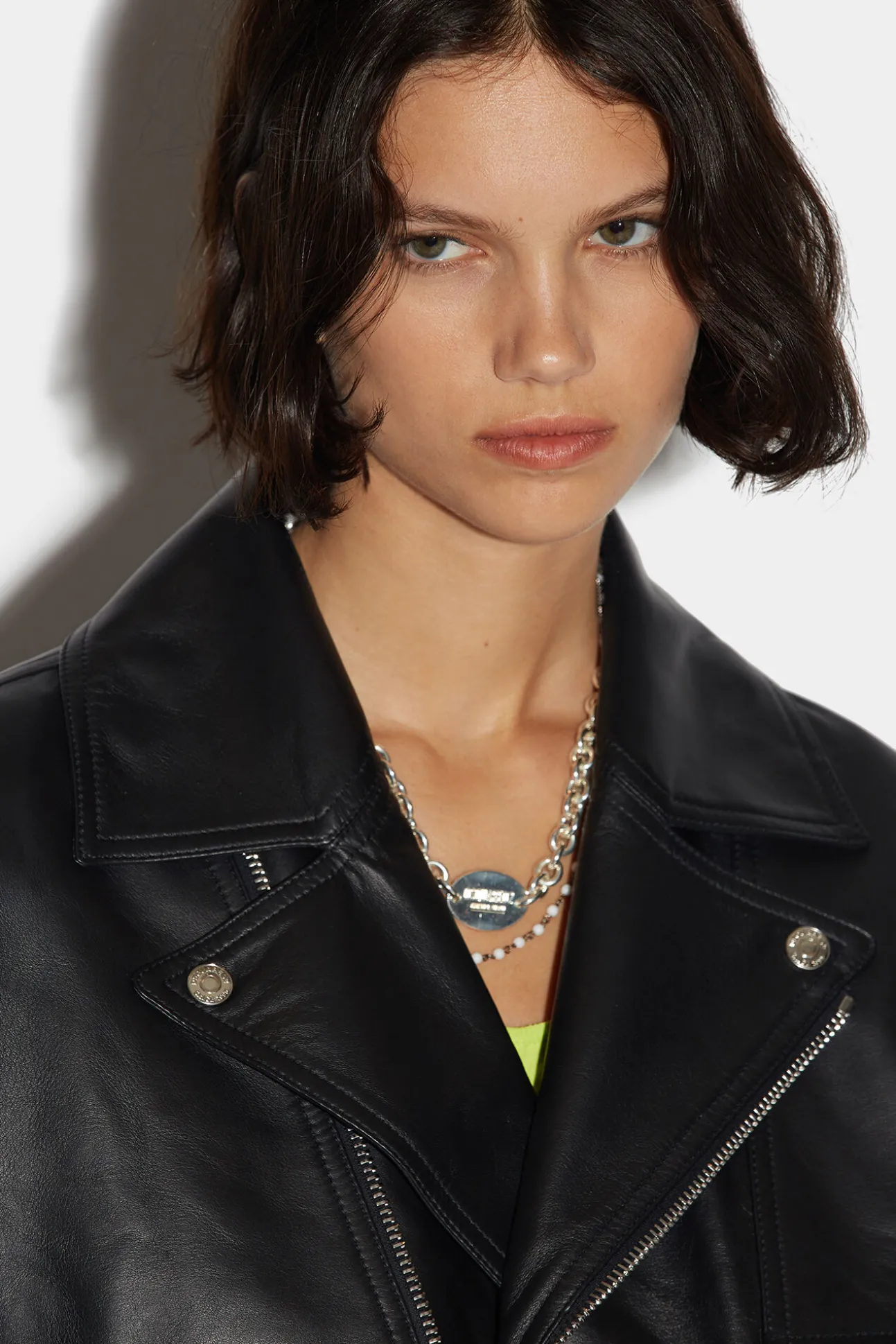 Leather Cropped Biker Jacket