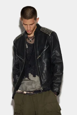 Leather Multizip Biker Jacket