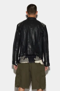 Leather Multizip Biker Jacket