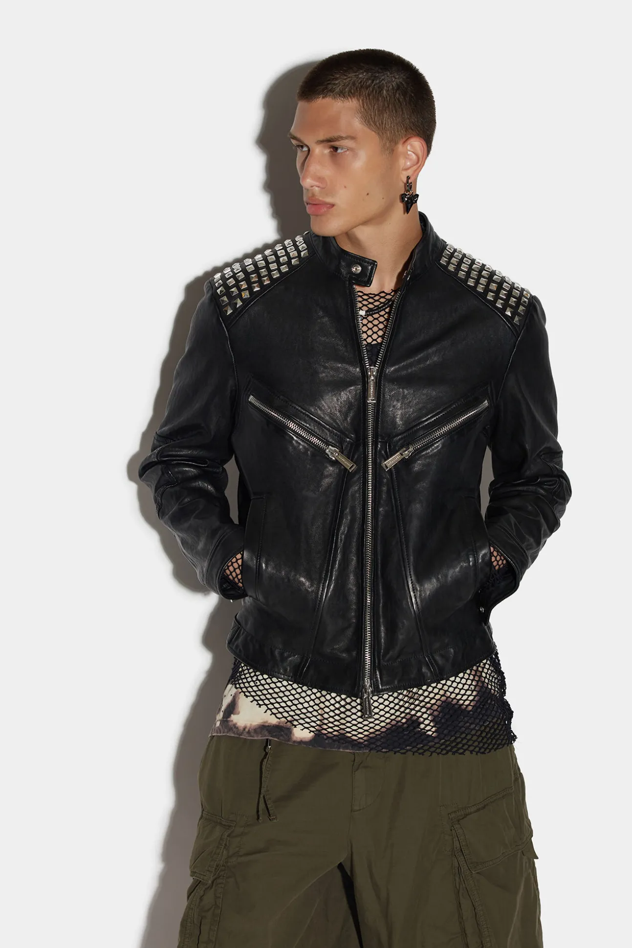 Leather Multizip Biker Jacket