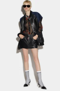 Leather Over Bomber Vest