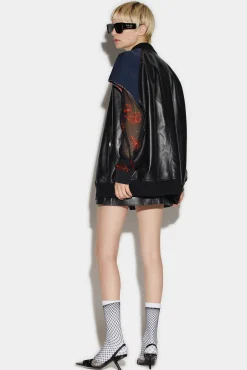 Leather Over Bomber Vest