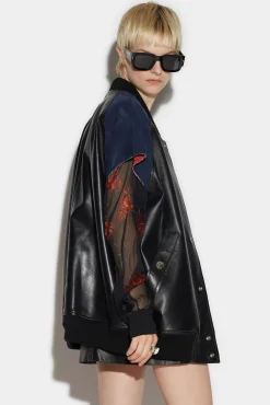 Leather Over Bomber Vest