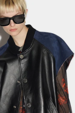 Leather Over Bomber Vest