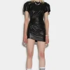 Leather Shortsleeves Mini Dress
