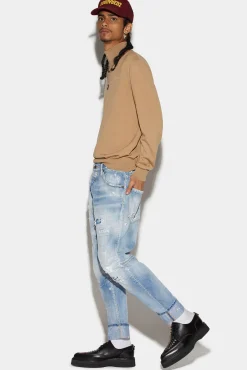 Light Super Ripped Wash Tailored Combat Jeans