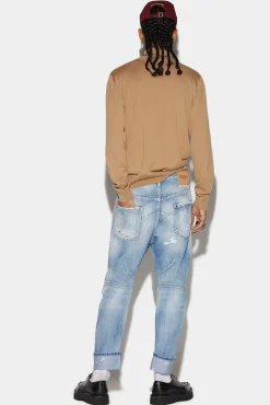 Light Super Ripped Wash Tailored Combat Jeans