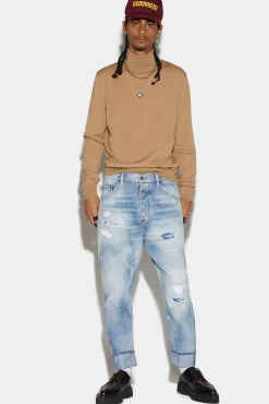 Light Super Ripped Wash Tailored Combat Jeans
