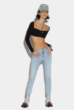 Light Wash Medium Waist Cropped Twiggy Jeans