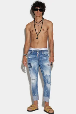 Medium Denim Patches Wash Sailor Jeans