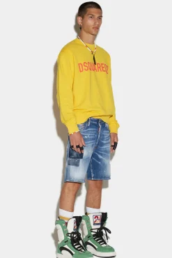 Medium Denim Patches Wash Marine Shorts