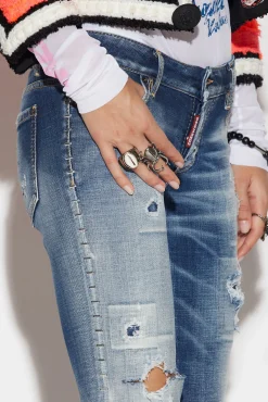 Medium Stapled Clean Wash Jennifer Jeans