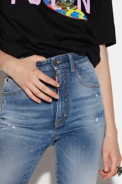 Medium Wash High Waist Cropped Twiggy Jeans