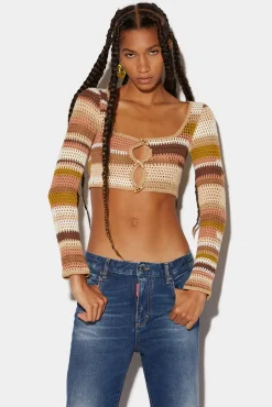 Rainbow Crochet Crop Knit