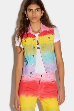 Rainbow Wash Denim Vest