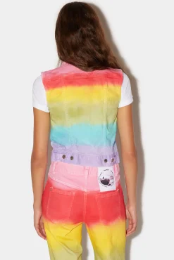 Rainbow Wash Denim Vest