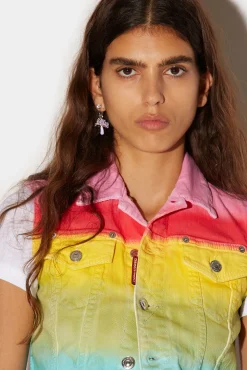 Rainbow Wash Denim Vest