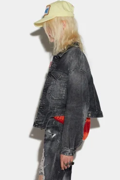 Rose Wash Raw Cut Jean Jacket
