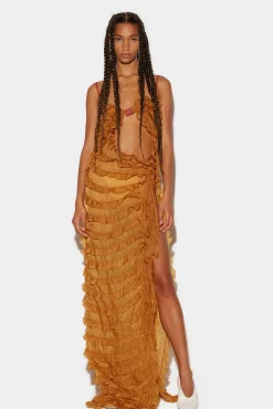 Ruffled Cut-Out Gown Dress