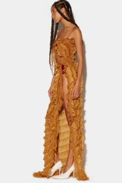 Ruffled Cut-Out Gown Dress