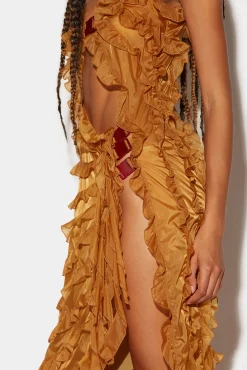 Ruffled Cut-Out Gown Dress