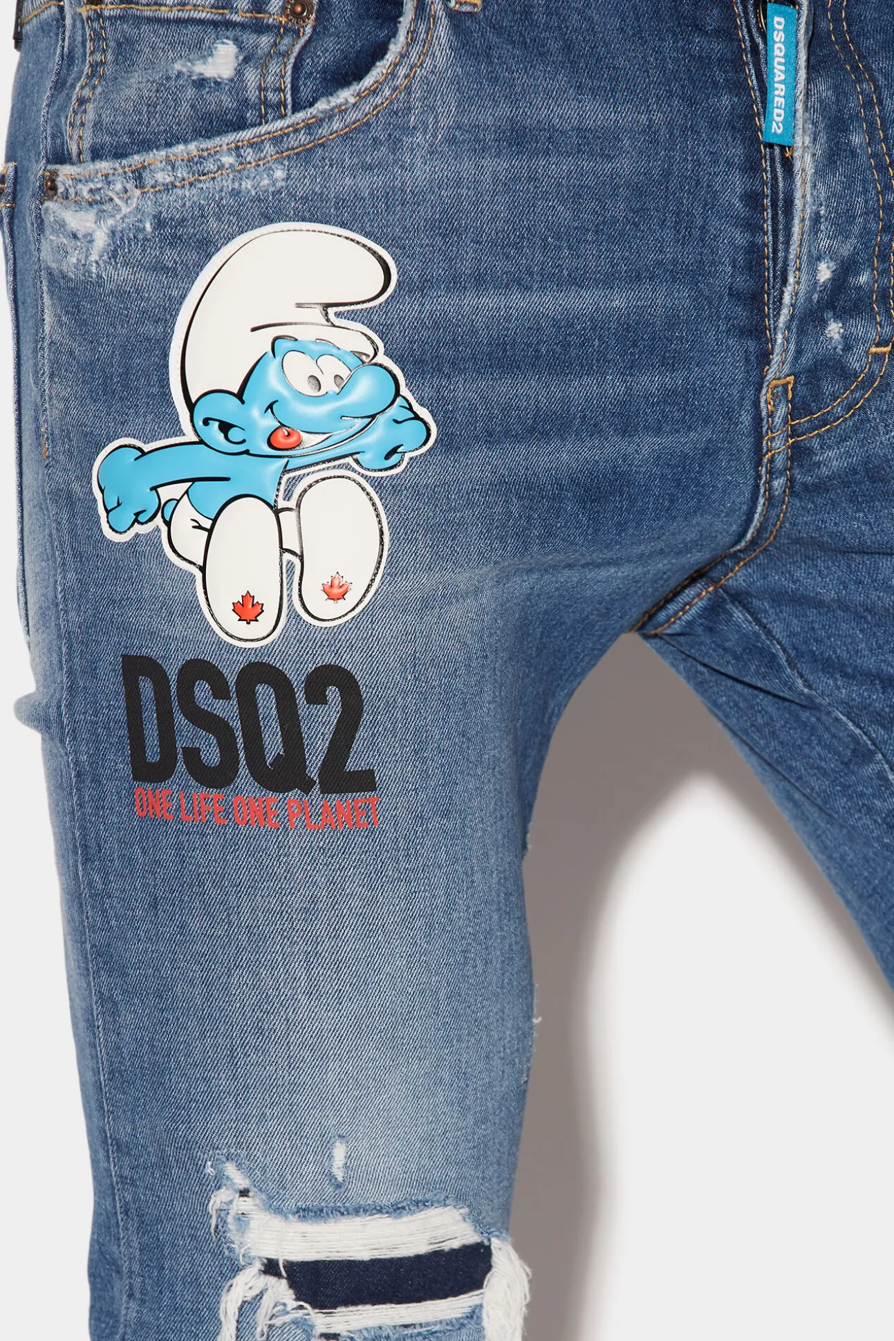 Smurfs Medium Ripped Wash Skater Jeans
