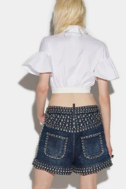 Waved Shortsleeves Mini Shirt