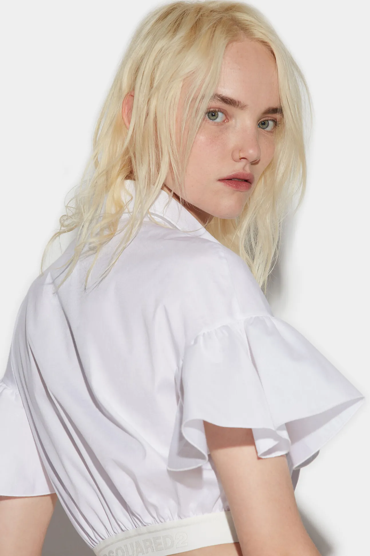 Waved Shortsleeves Mini Shirt